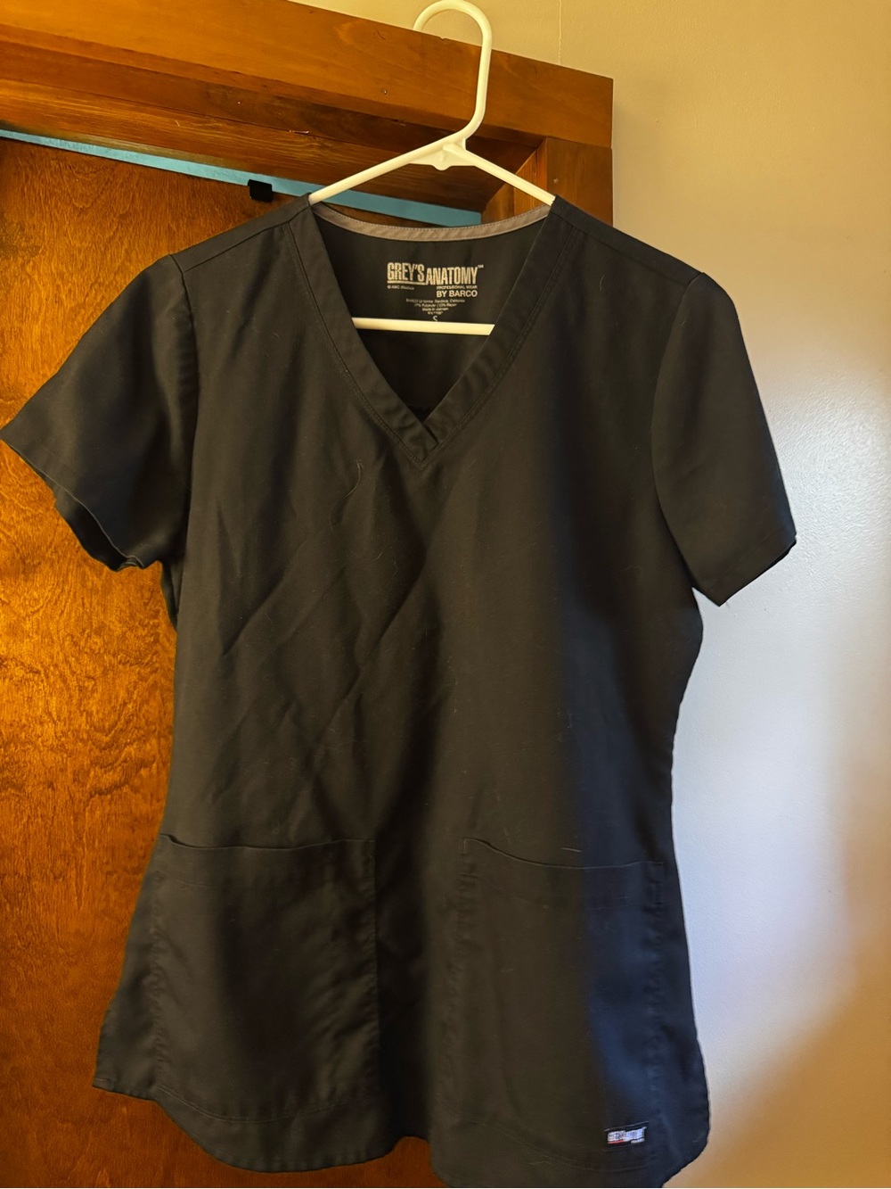 Grey's Anatomy Black V-Neck Short Sleeve Scrub Top